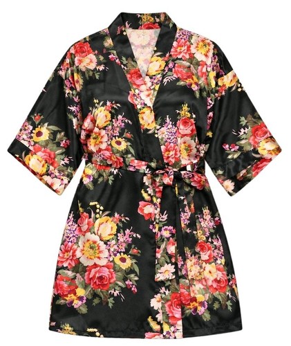 Black floral flower girl - girl, satin