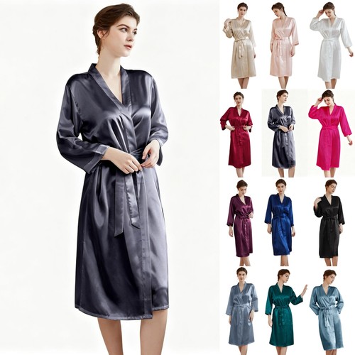 New plain long satin silk - plain, robe