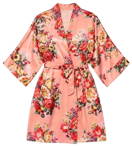 Orange floral flower girl robe - flower,