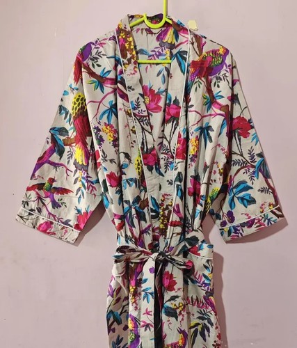 Indian cotton kimono robe long - indian,