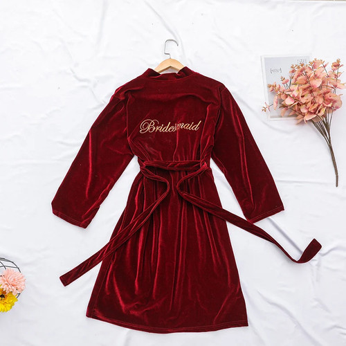Women velvet bridal robe - women's,