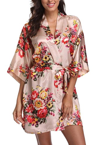 Blush floral bridesmaid robe - ,
