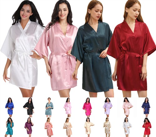 Plain satin silk robe - plain,