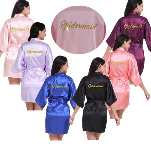Satin kimono robe wedding - kimono,