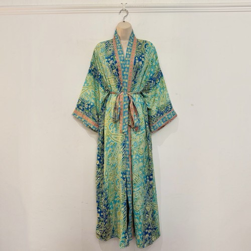 Recycled sari kimono robe - sari,