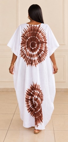 Brown white tie dye boubou - brown,