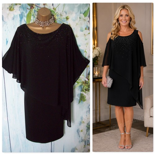 Wallis black diamante cape - diamante,
