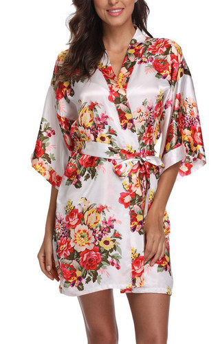 White floral bridesmaid - white, satin