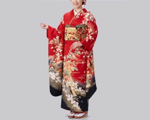 Vintage silk furisode kimono - vintage,