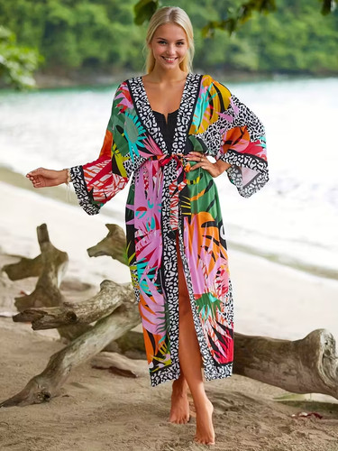 Tropical print kimono - tropical,