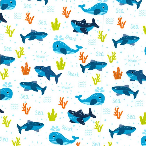 100 cotton poplin cute whale - poplin,