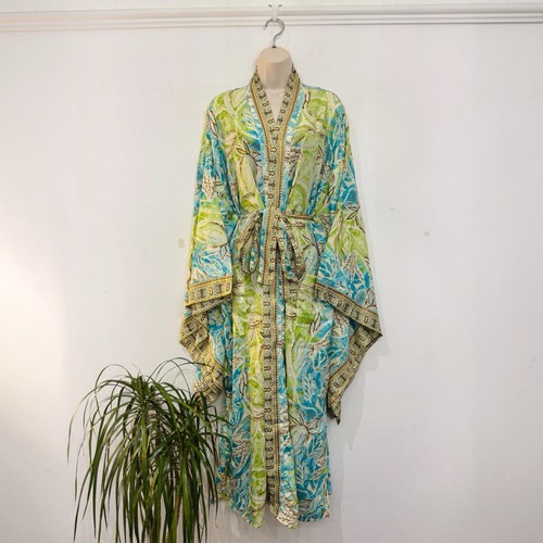 Long kimono robe turquoise - kimono,