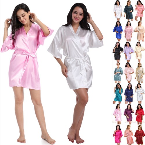 Plain satin silk robe - plain,