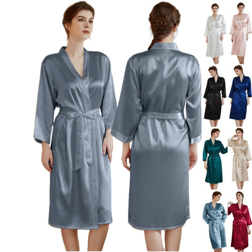 Long plain satin silk - long, robe