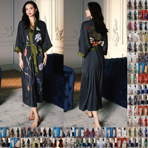 Women satin kimono robe - uk,