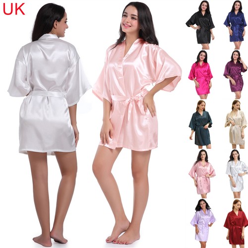Plain satin robe wedding - uk,