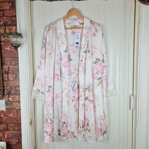 Floral lace trim kimono - lace,