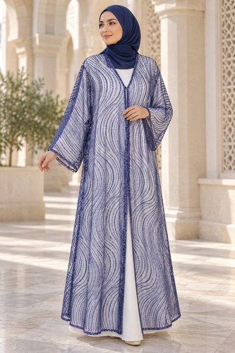 Womens piece abaya with blue - 3,